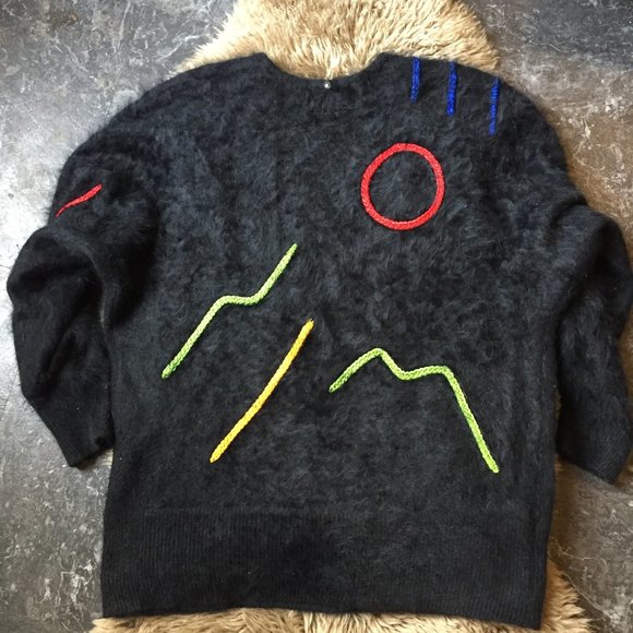Vintage 1990s Malea for Beker Fashions black angora sweater - size M/L - Picture 8 of 10